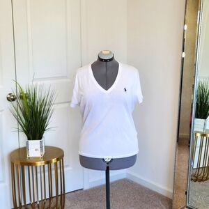 Polo Ralph Lauren Cotton Jersey V-Neck White Tee XL